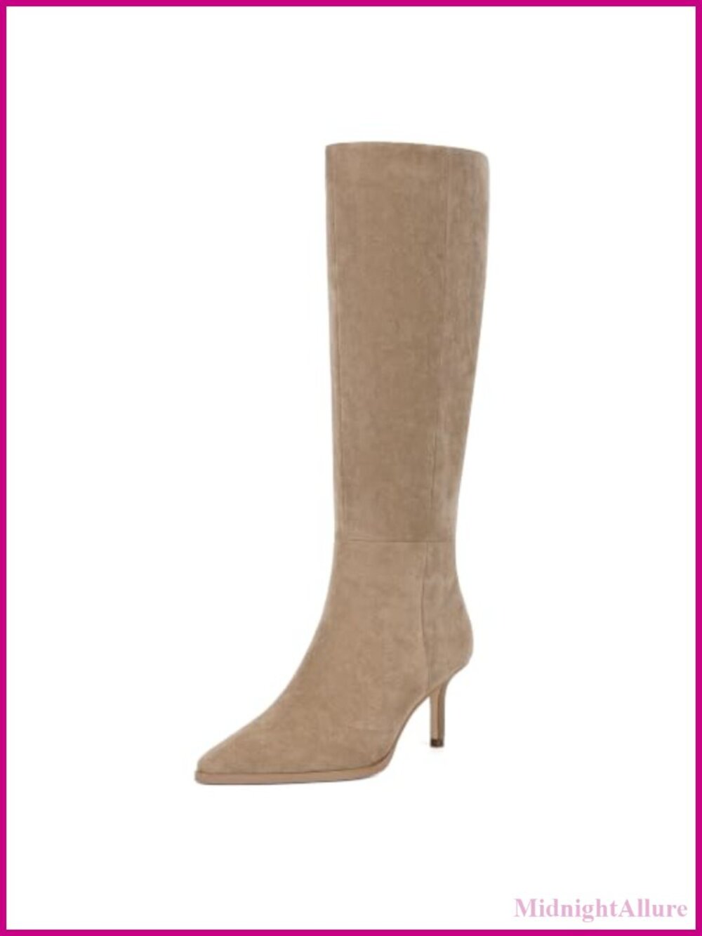 Knee High Boots Pointed Toe Stiletto Heel Side Zipper Faux Leather